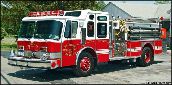 3916 - 1979 Continental Hendrickson. Refurbished 1985 E-one with new body and updated electrical system. Refurbished 1996 with new cab, upgraded pump to 1250gpm. Retired 2009 from EFFD, currently serving the Vassalboro Fire Department, Maine.