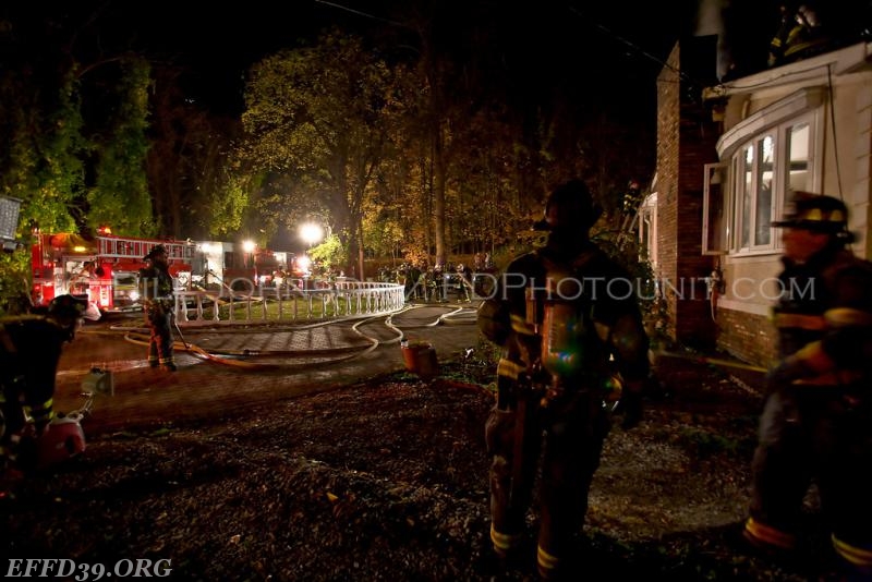 East Fishkill - Chimney Fire that extended into the attic and walls. East Fishkill members worked long hours into night to save home.