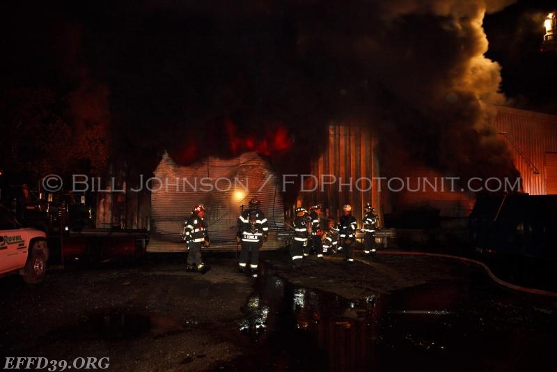 East Fishkill - Members respond early morning fire at Royal Carting where they encountered the a garage filled with garbage and recycle trucks that where well involved multiple largecaliber hand lines where stretched to stop the spread of fire to exposures. 