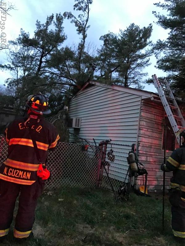4/16/2017 EFFD Called out to a tree that fell onto a house during storm FF worked to make the house safe for the home owner. 
